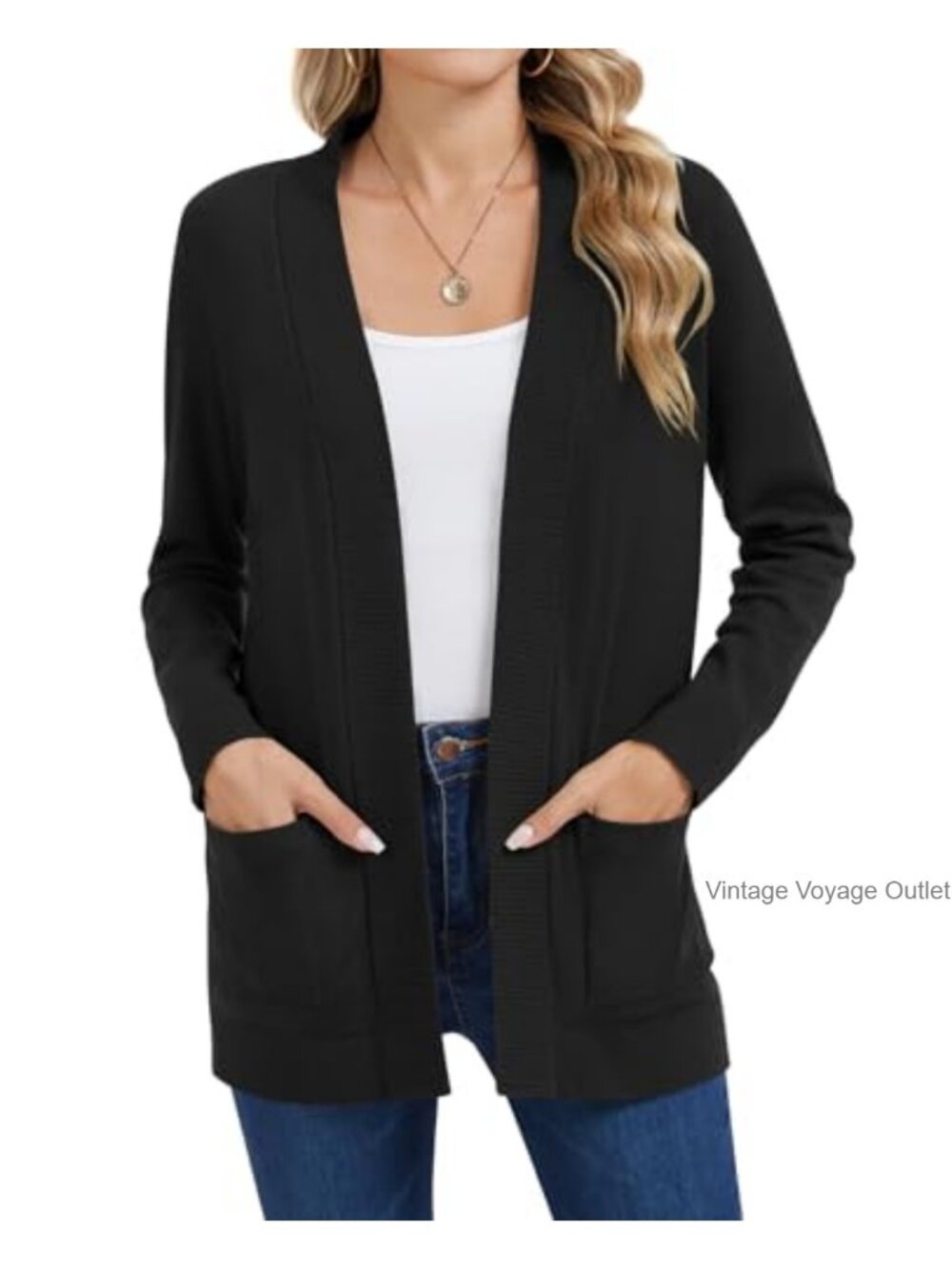 Women's Knit Cardigan Sweater Lightweight Open Front Pockets Long Sleeve Cozy